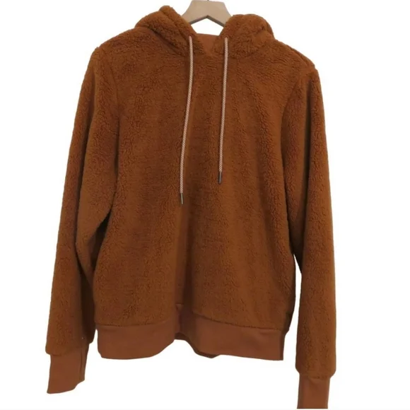 ❤️ Athleta Tugga Sherpa Hoodie Pullover in Cattail Brown Sz L - Picture 1 of 2
